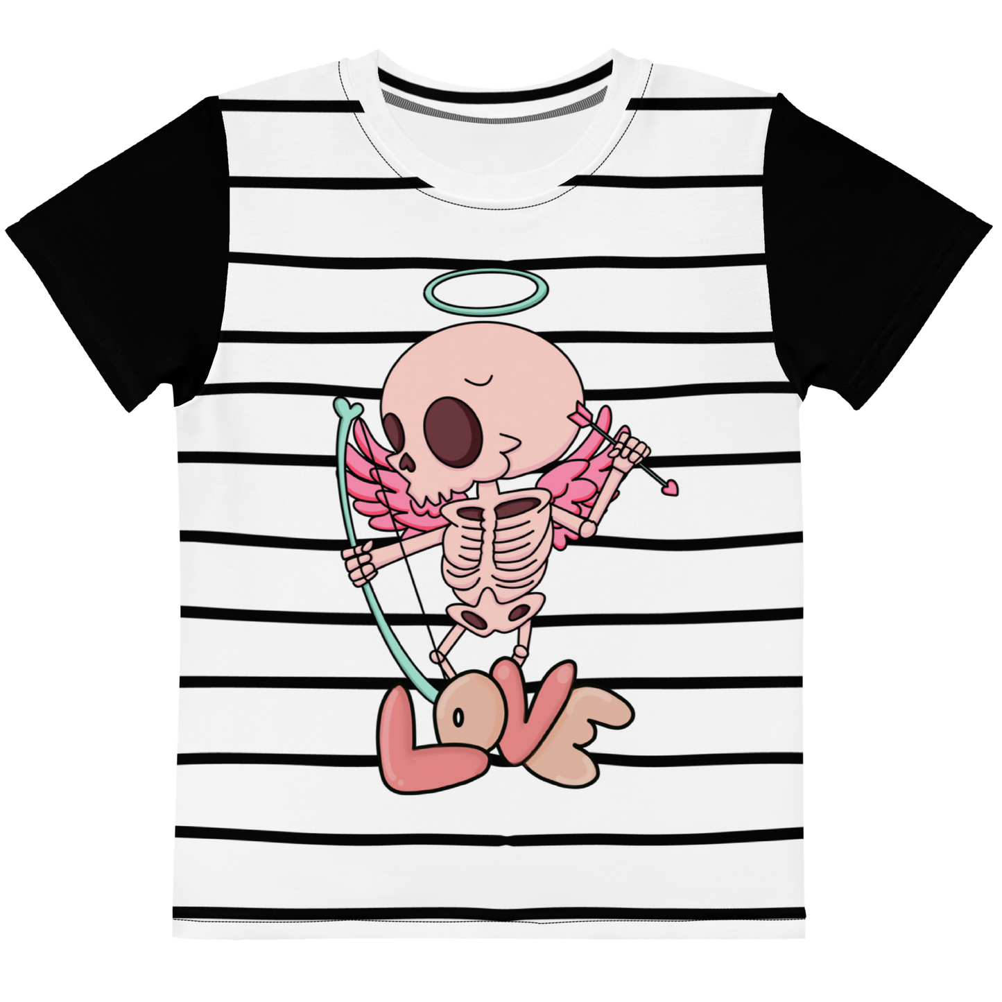 Pink Skull Stripe Kids Tee