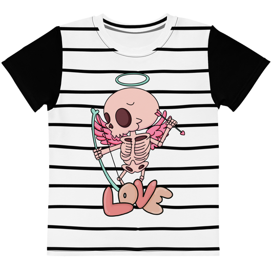 Pink Skull Stripe Kids Tee