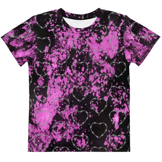 Tie-Dye Barb Wire Heart -Kids Tee