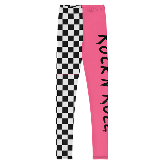 Rock & Roll Checkered & Pink-Youth Leggings