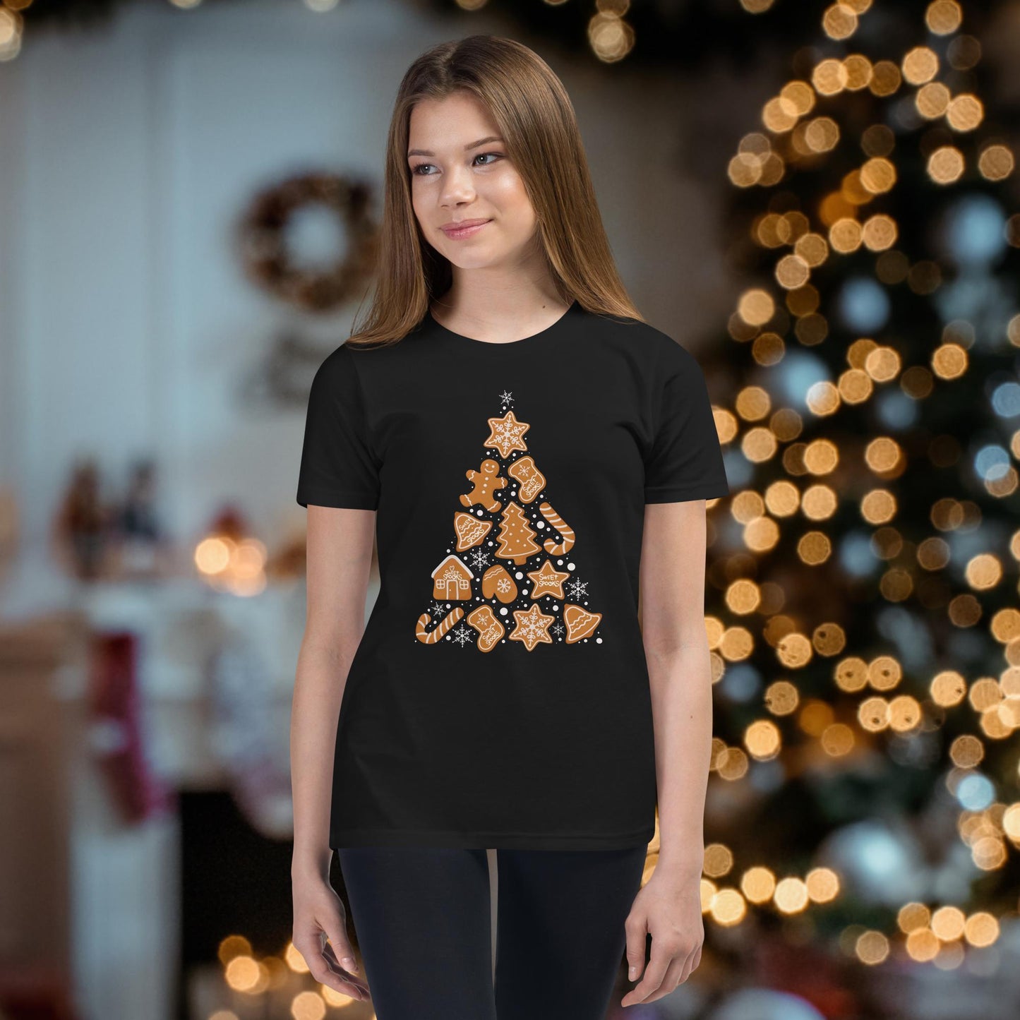 Sweet Spooks Christmas Cookie Tree Tee -Girl Youth