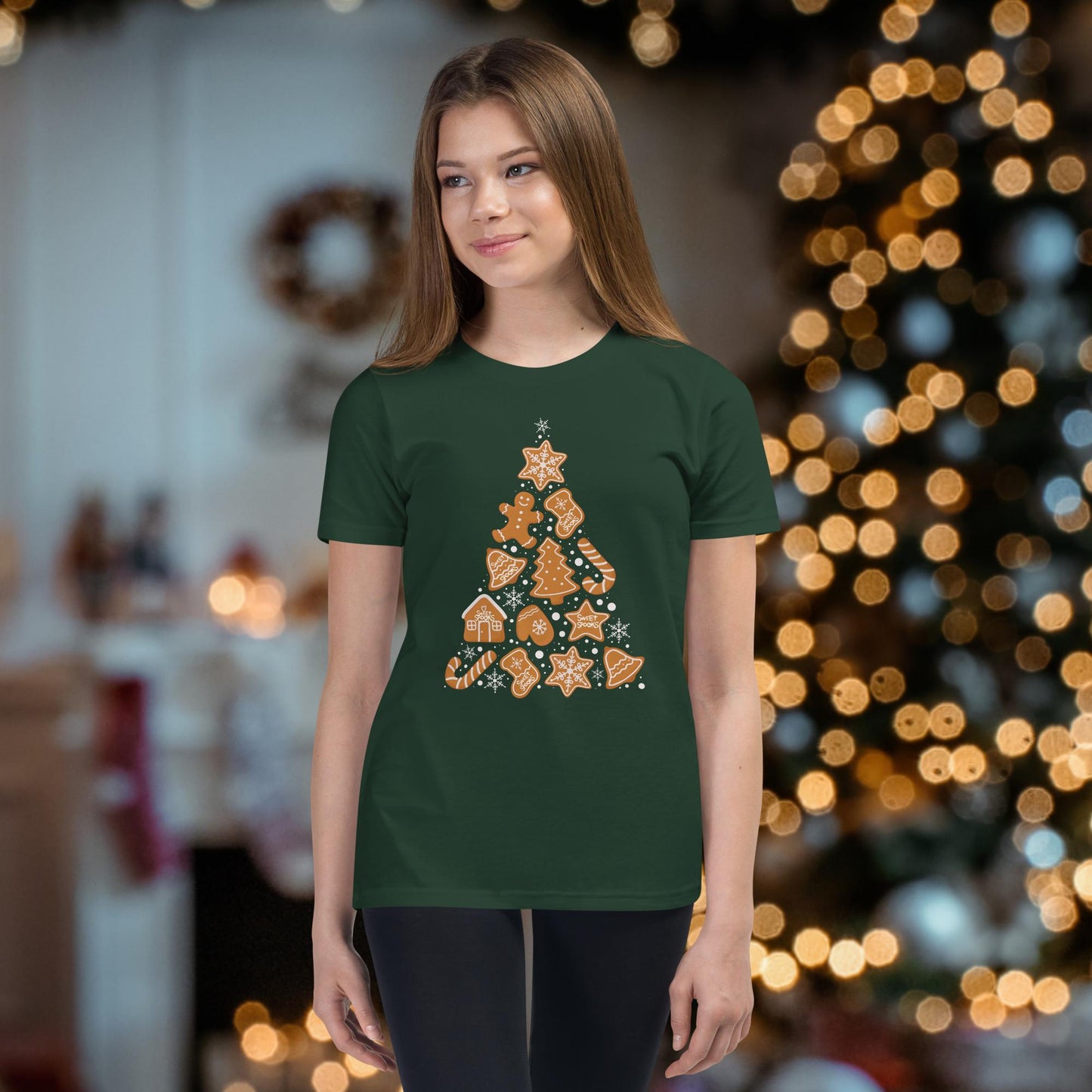 Sweet Spooks Christmas Cookie Tree Tee -Girl Youth