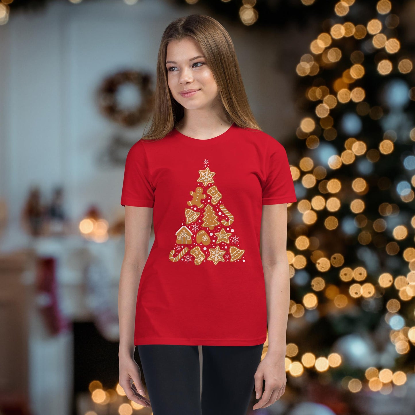 Sweet Spooks Christmas Cookie Tree Tee -Girl Youth